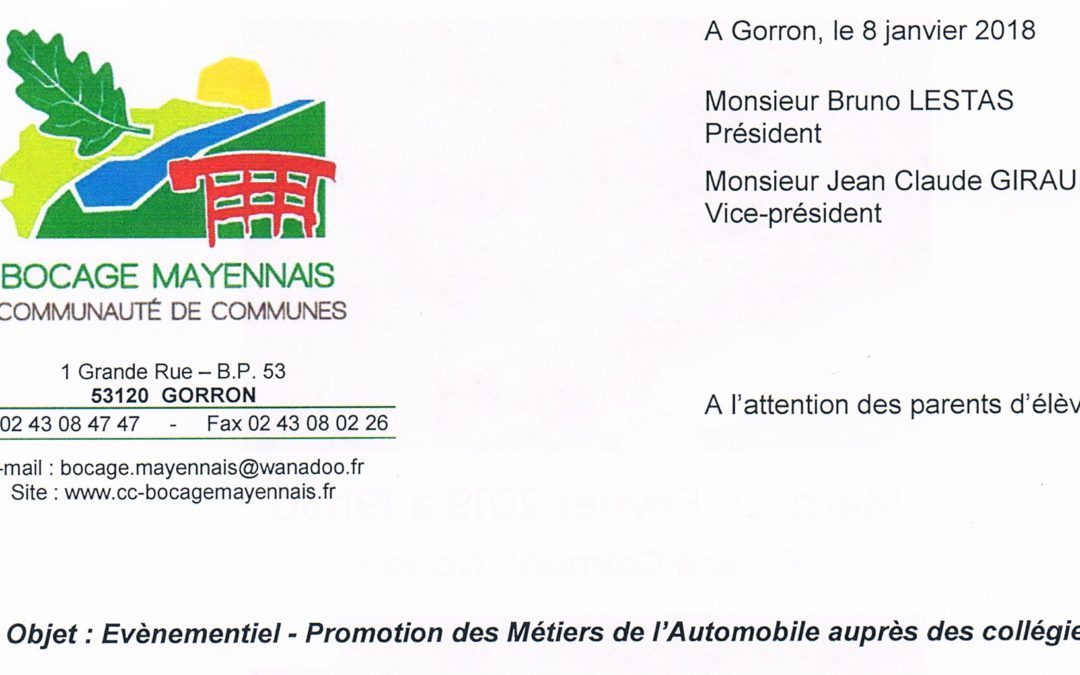 Promotion des métiers de l’Automobile auprès des collégiens