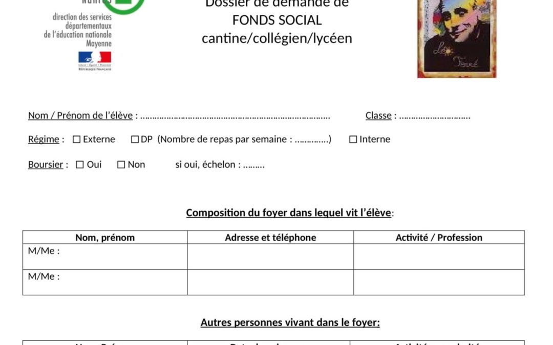 Dossier de demande de fonds social Léo Ferré